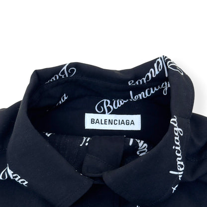 BALENCIAGA MONOGRAM PRINT OVERSIZED SHIRT BLACK / WHITE 34 / XS | XS, Black