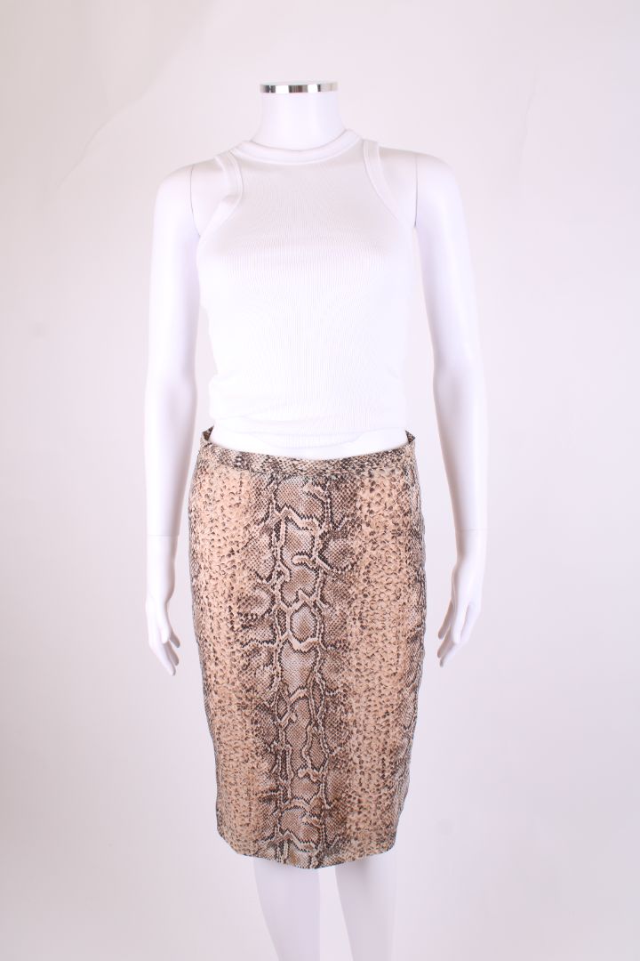 Dolce & Gabbana Snake Print Skirt Beige/ Brown S | Small, Beige