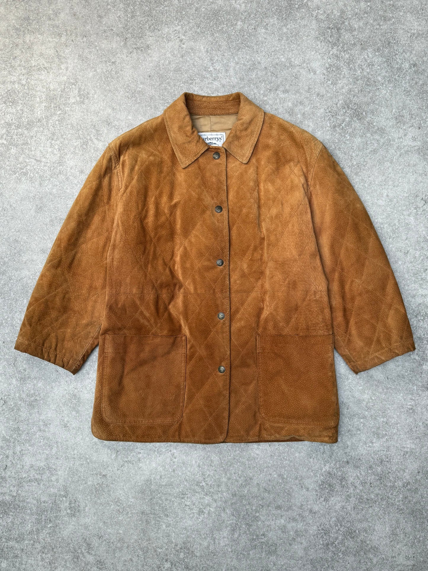 Burberry Quilted Line Suede Leather Jacket