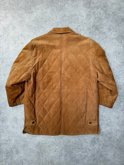 Burberry Quilted Line Suede Leather Jacket