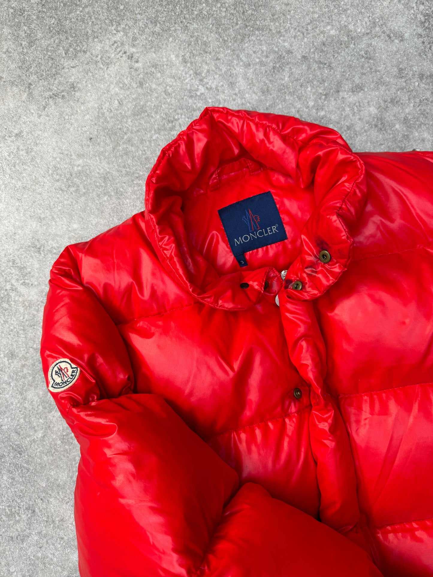 Moncler Red High Neck Puffer Jacket