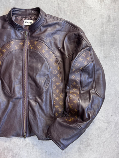 VT Rework: Louis Vuitton Monogram Brown Leather Jacket
