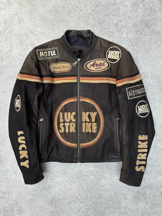 00s 'Lucky Stirke' Brown Suede Detailed Leather Jacket