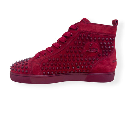 CHRISTIAN LOUBOUTIN LOUIS SPIKE SUEDE HIGH TOP SNEAKER RED 41.5 / UK7.5 | UK 7.5, Red