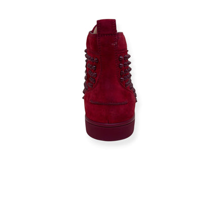 CHRISTIAN LOUBOUTIN LOUIS SPIKE SUEDE HIGH TOP SNEAKER RED 41.5 / UK7.5 | UK 7.5, Red