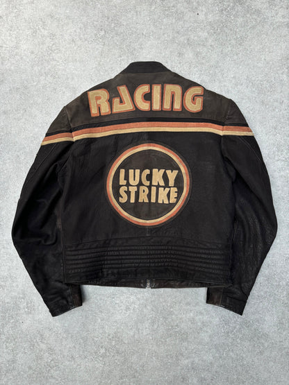 00s 'Lucky Stirke' Brown Suede Detailed Leather Jacket