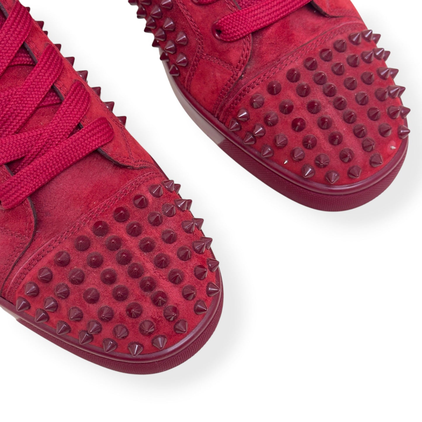 CHRISTIAN LOUBOUTIN LOUIS SPIKE SUEDE HIGH TOP SNEAKER RED 41.5 / UK7.5 | UK 7.5, Red
