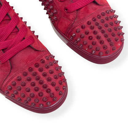 CHRISTIAN LOUBOUTIN LOUIS SPIKE SUEDE HIGH TOP SNEAKER RED 41.5 / UK7.5 | UK 7.5, Red