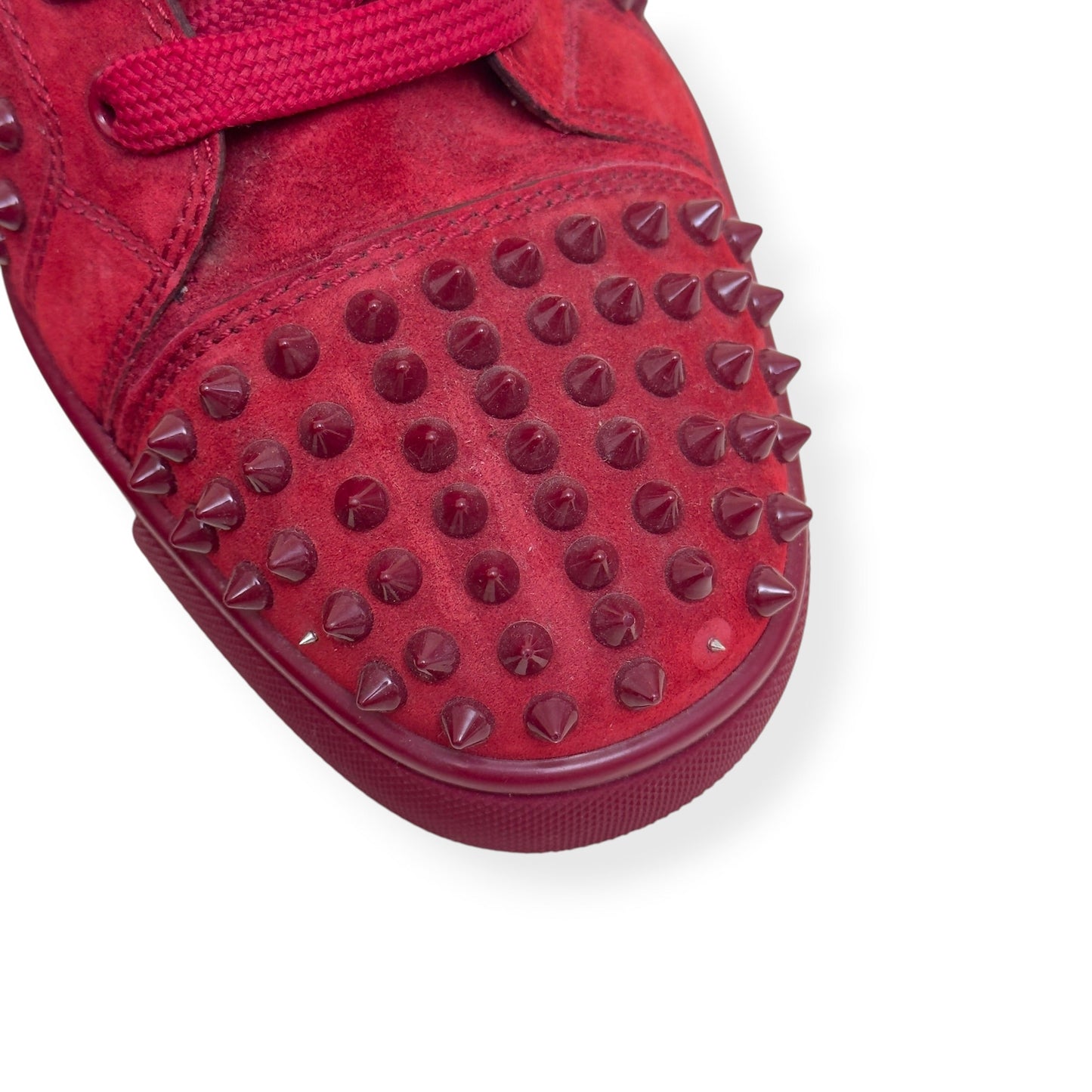 CHRISTIAN LOUBOUTIN LOUIS SPIKE SUEDE HIGH TOP SNEAKER RED 41.5 / UK7.5 | UK 7.5, Red
