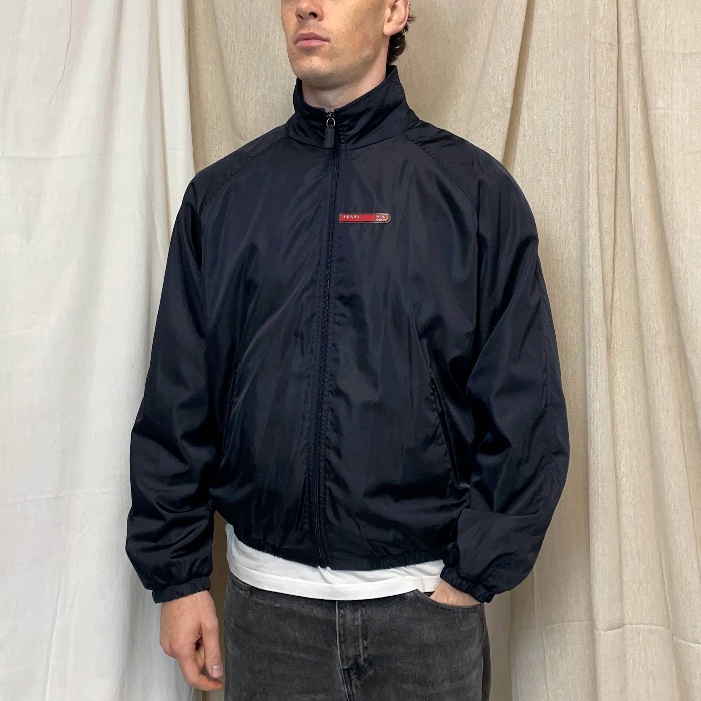 Prada Sport Navy 2000 Nylon '1000 Miglia' Fleece-Lined Bomber