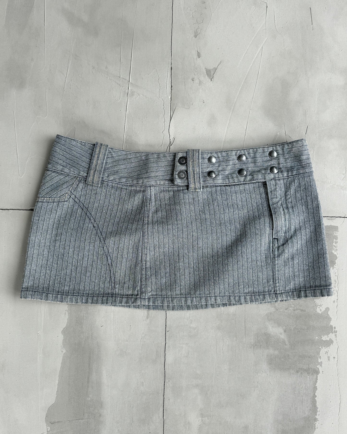 DIESEL 2000'S BUTTON UP BELTED MINI SKIRT - 32" | W32, Grey