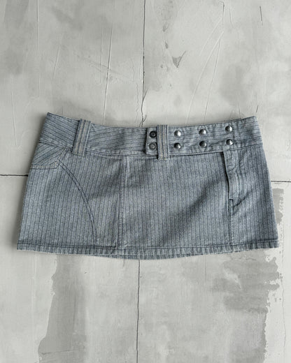 DIESEL 2000'S BUTTON UP BELTED MINI SKIRT - 32" | W32, Grey