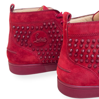 CHRISTIAN LOUBOUTIN LOUIS SPIKE SUEDE HIGH TOP SNEAKER RED 41.5 / UK7.5 | UK 7.5, Red