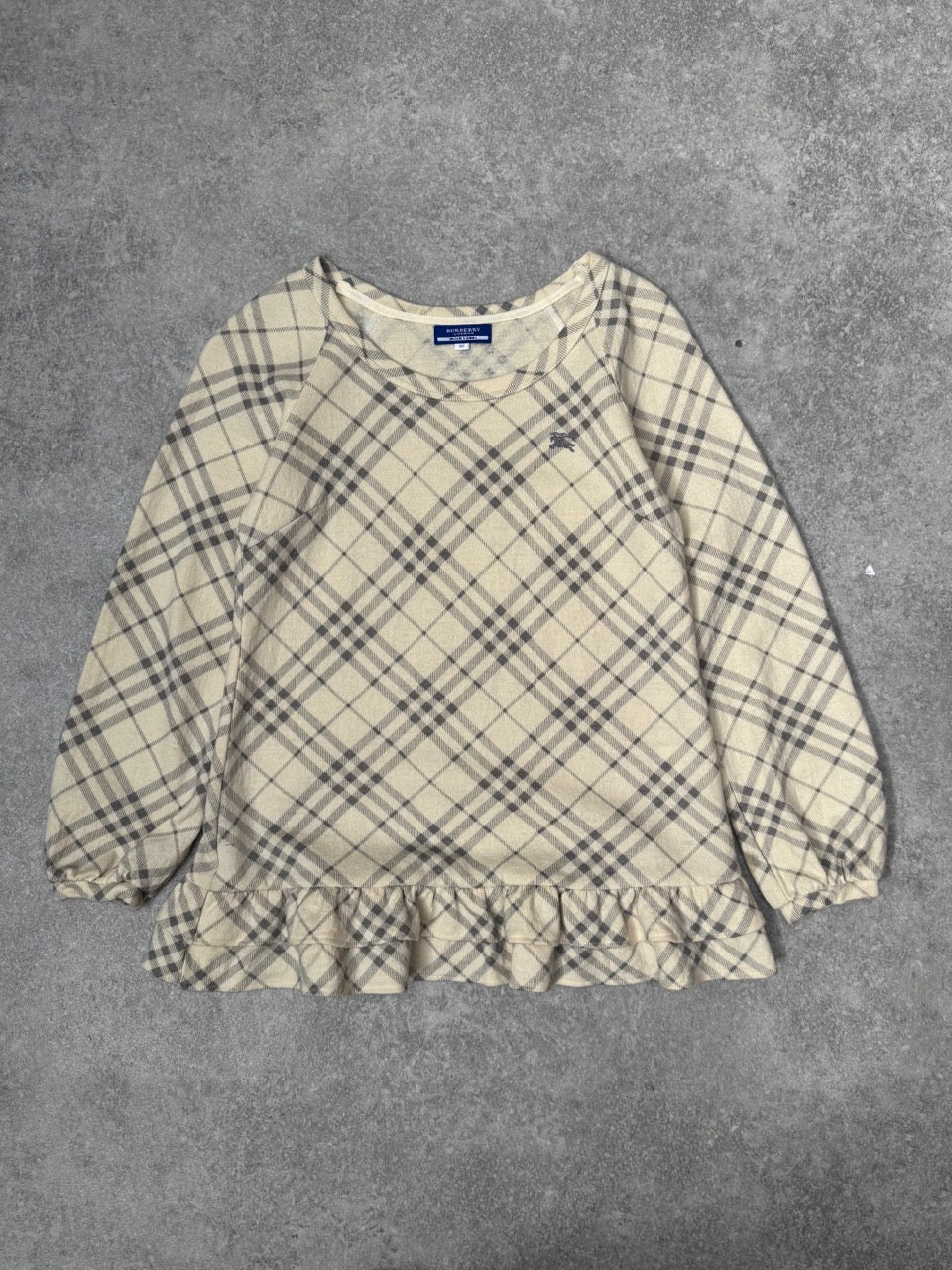 Burberry Blue Label Nova Check Ruffle Wool Sweater