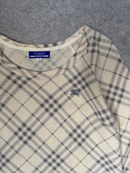 Burberry Blue Label Nova Check Ruffle Wool Sweater