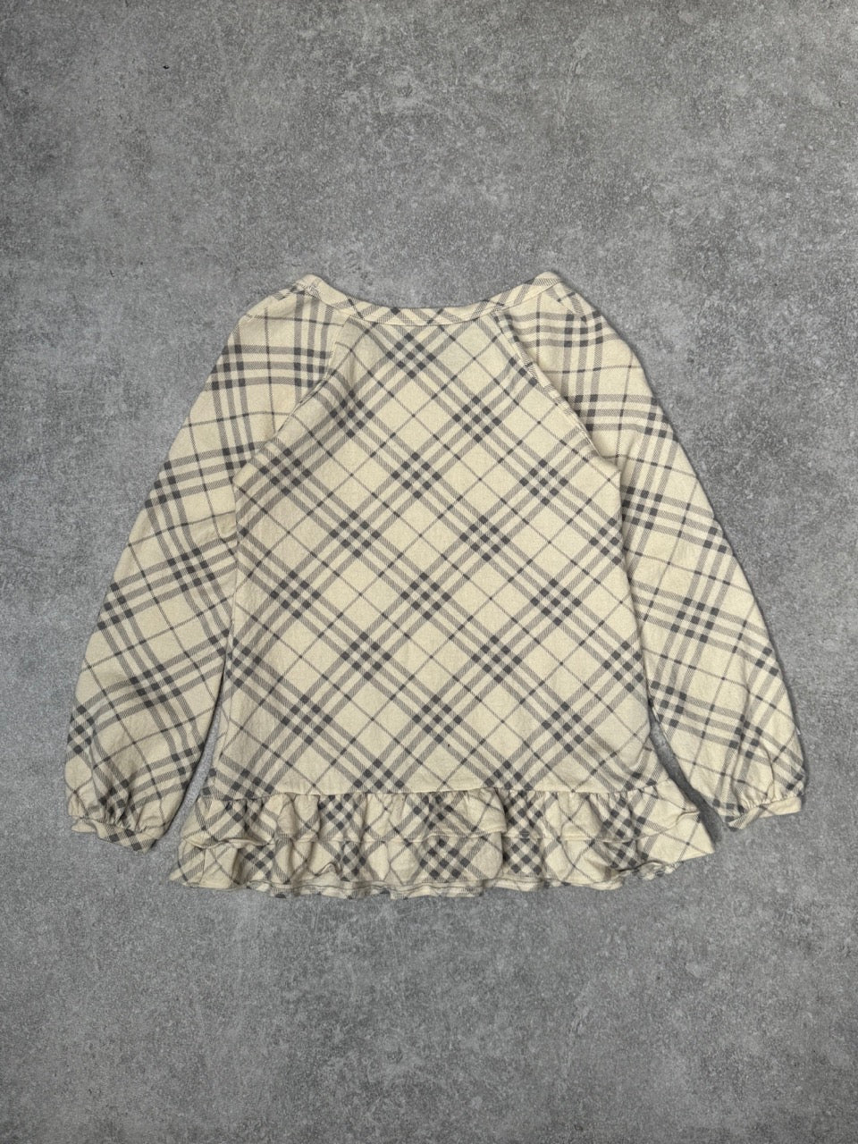 Burberry Blue Label Nova Check Ruffle Wool Sweater