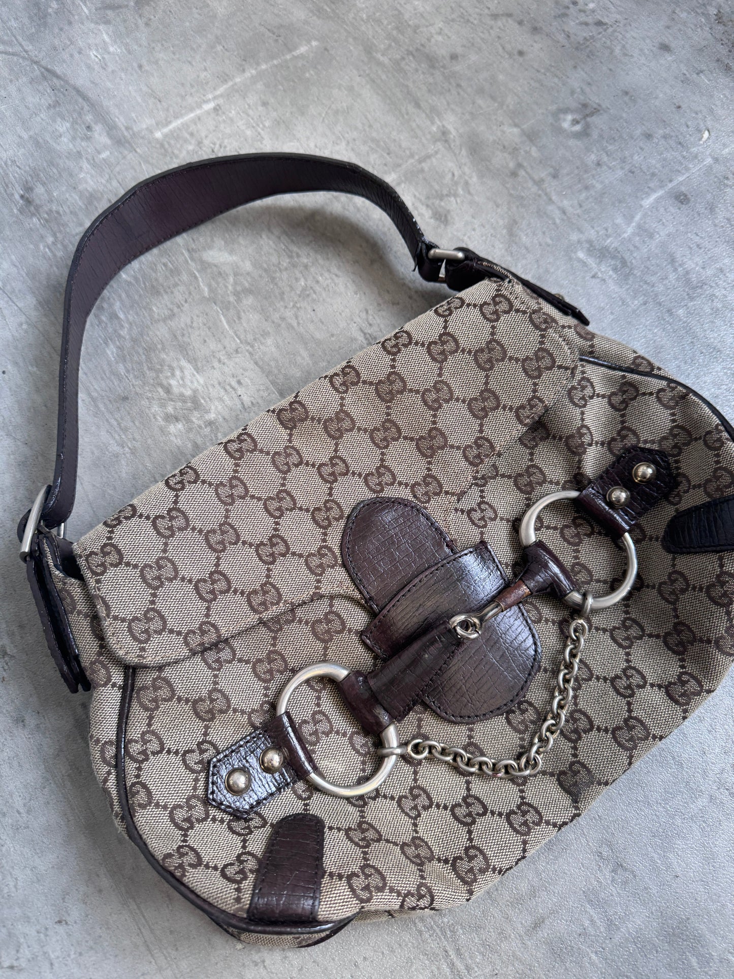 Gucci Horsebit Chain GG Shoulder Bag