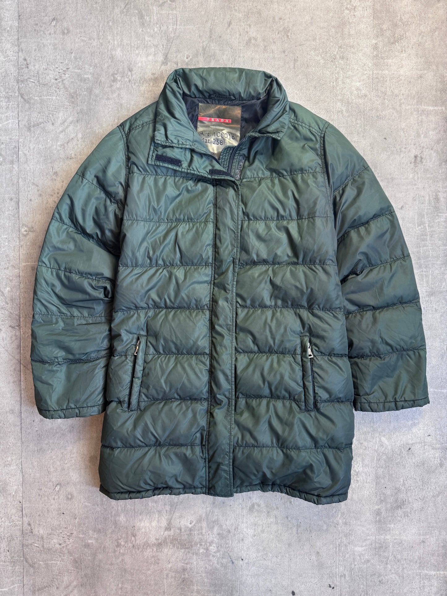 Prada Sport Green Down Quilt Technical Puffer Jacket