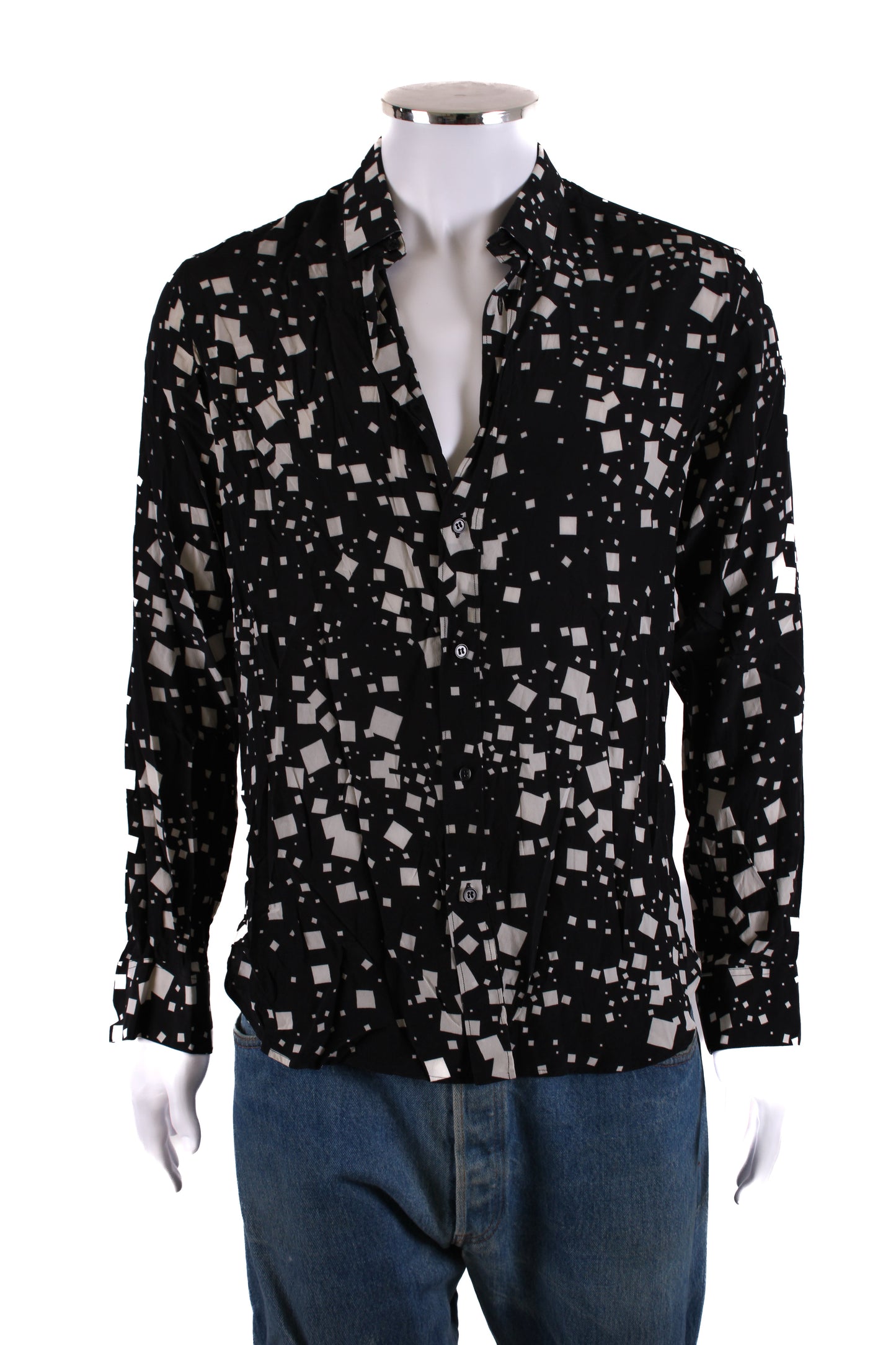 Saint Laurent L/S Square Print Shirt Black/ White M | O/S, Multicoloured