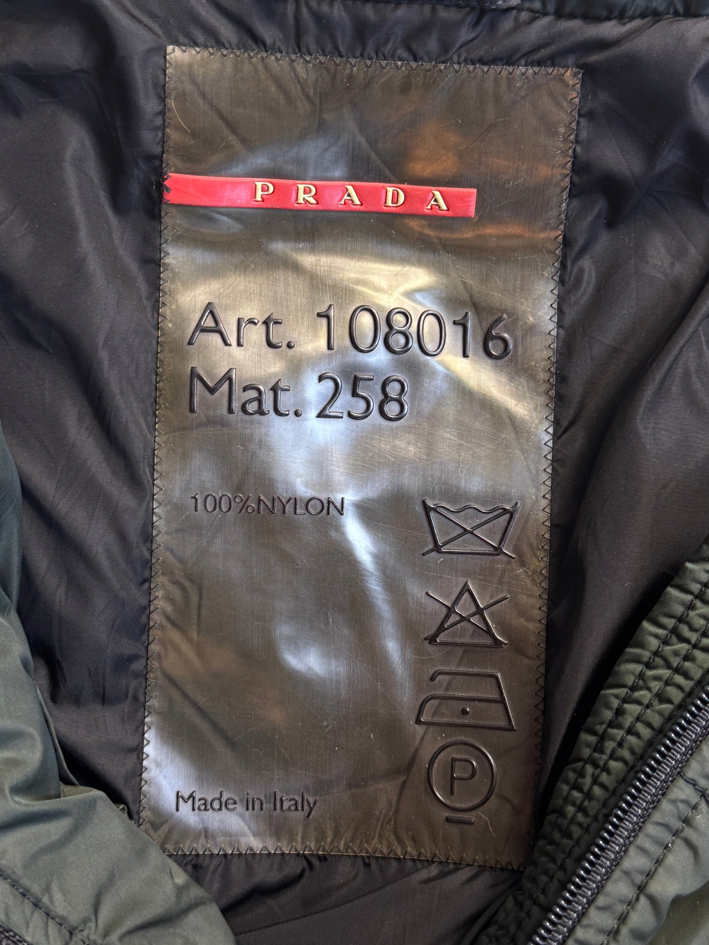 Prada Sport Green Down Quilt Technical Puffer Jacket