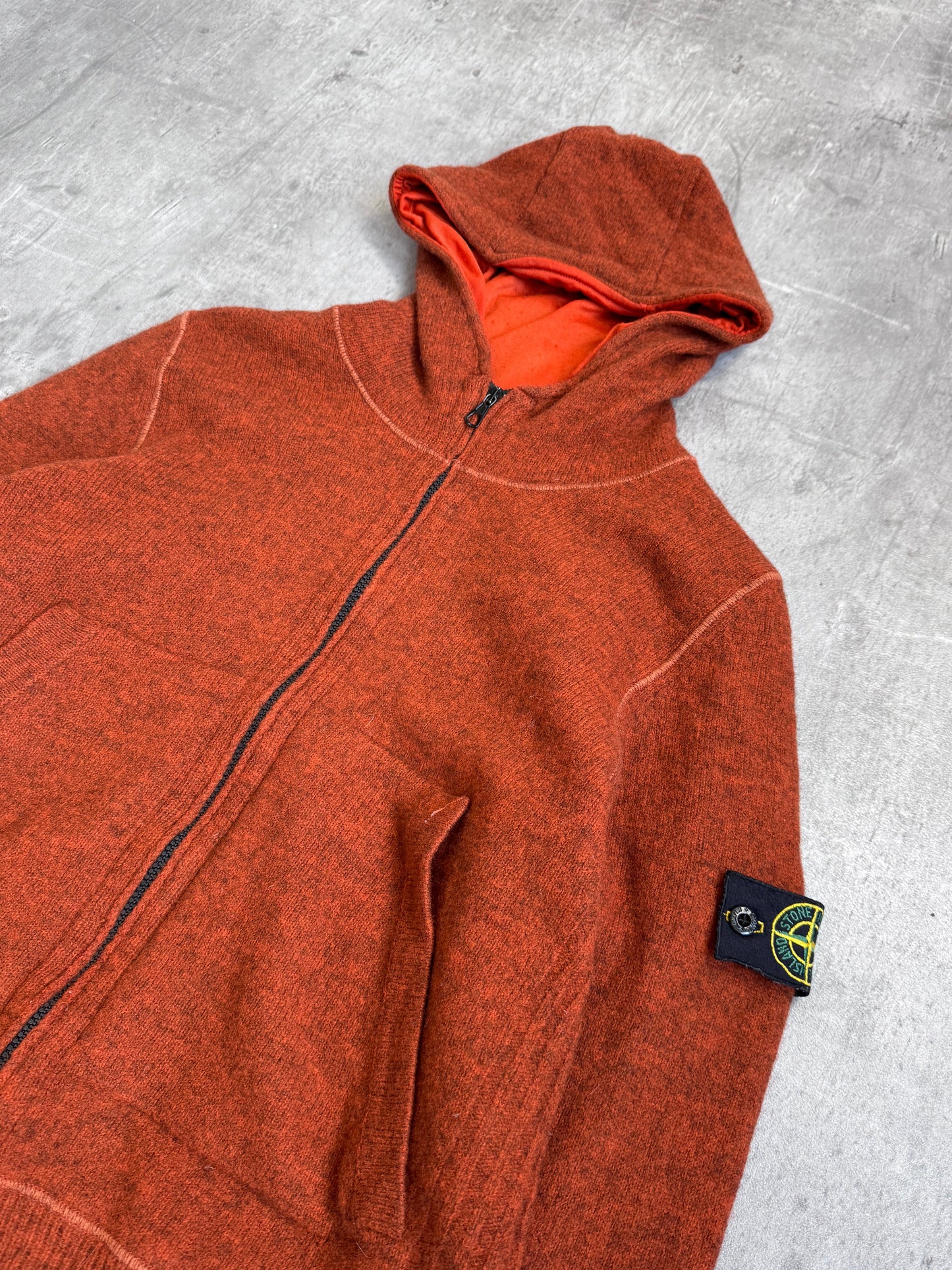A/W 2007 Stone Island Orange Wool Hooded Sweater