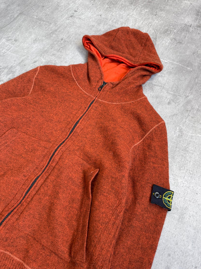 A/W 2007 Stone Island Orange Wool Hooded Sweater