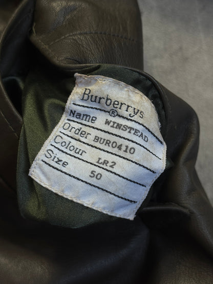 Burberry Nova Check Lined Brown Leather Trench Coat