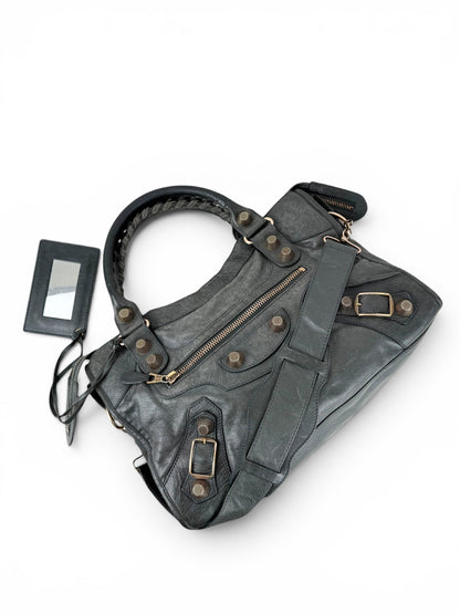 2010s Balenciaga The Giant City 21 Dark Grey Leather Handbag | O/S, Multicoloured