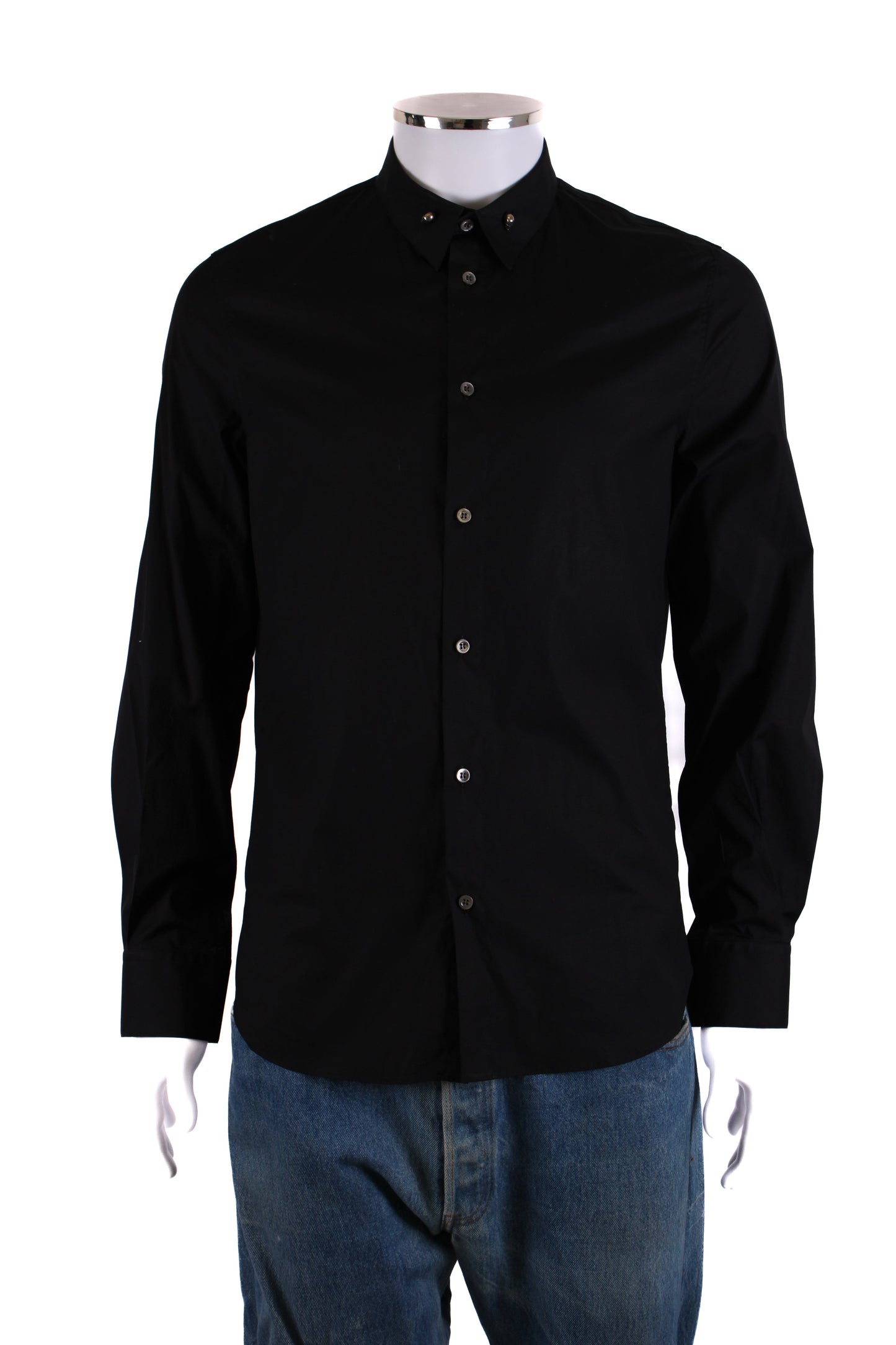 Alexander McQueen L/S Skull Collar Button Shirt Black 15.5/ M | O/S, Black