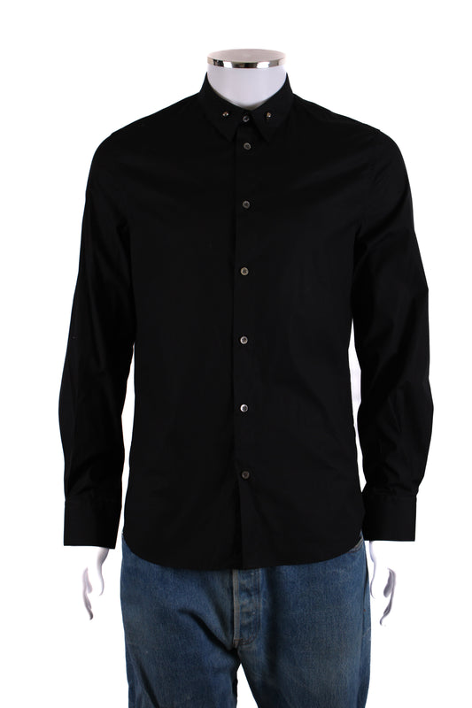 Alexander McQueen L/S Skull Collar Button Shirt Black 15.5/ M | O/S, Black
