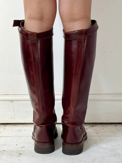 ANN DEMEULEMEESTER RIDING BOOTS (EU 42) | DEFAULT TITLE, Burgundy