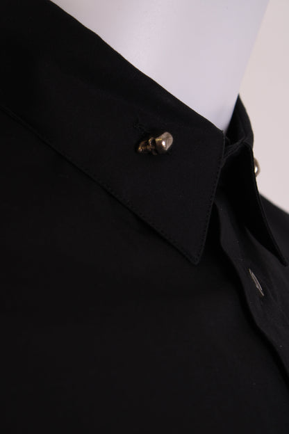 Alexander McQueen L/S Skull Collar Button Shirt Black 15.5/ M | O/S, Black