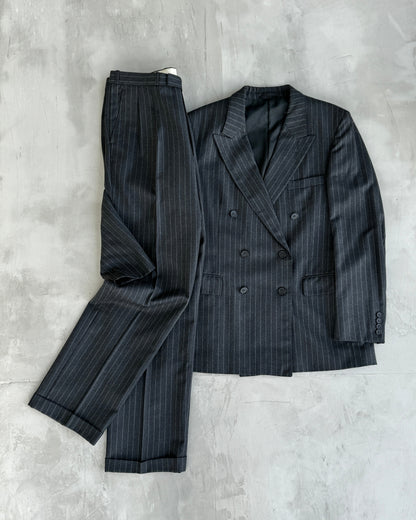 CHRISTIAN DIOR MONSIEUR DOUBLE BREASTED WOOL PINSTRIPE SUIT - 40R / M-L | 40R, Multicoloured