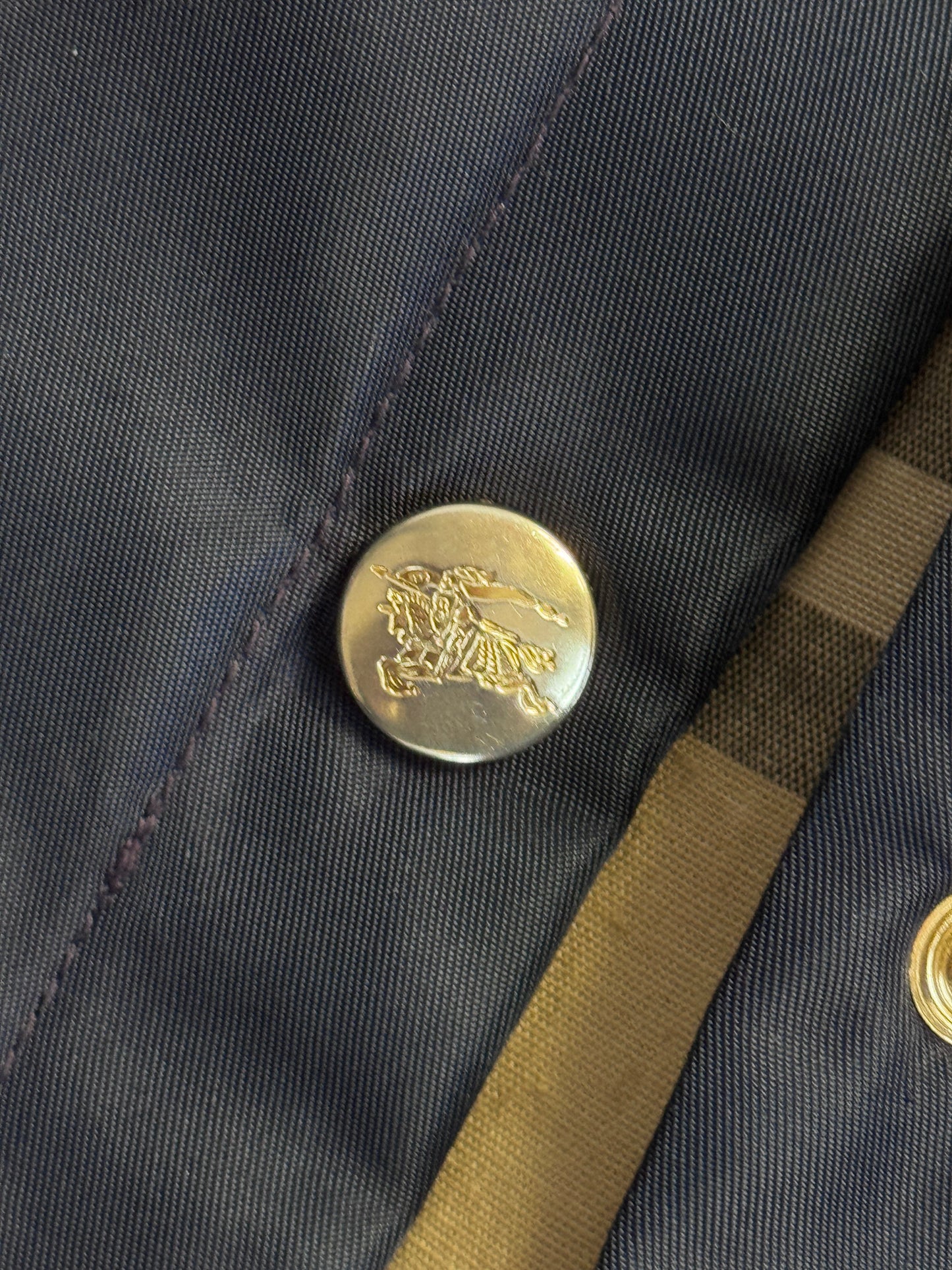 Burberry Navy Nova Check Lined Quilted Pocket Garden Jacket