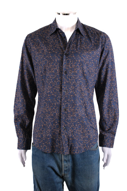 Hermes L/S Print Shirt Blue/ Grey 15.5/ 39 | Medium, Multicoloured