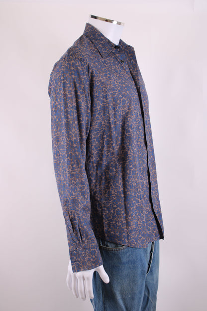 Hermes L/S Print Shirt Blue/ Grey 15.5/ 39 | Medium, Multicoloured