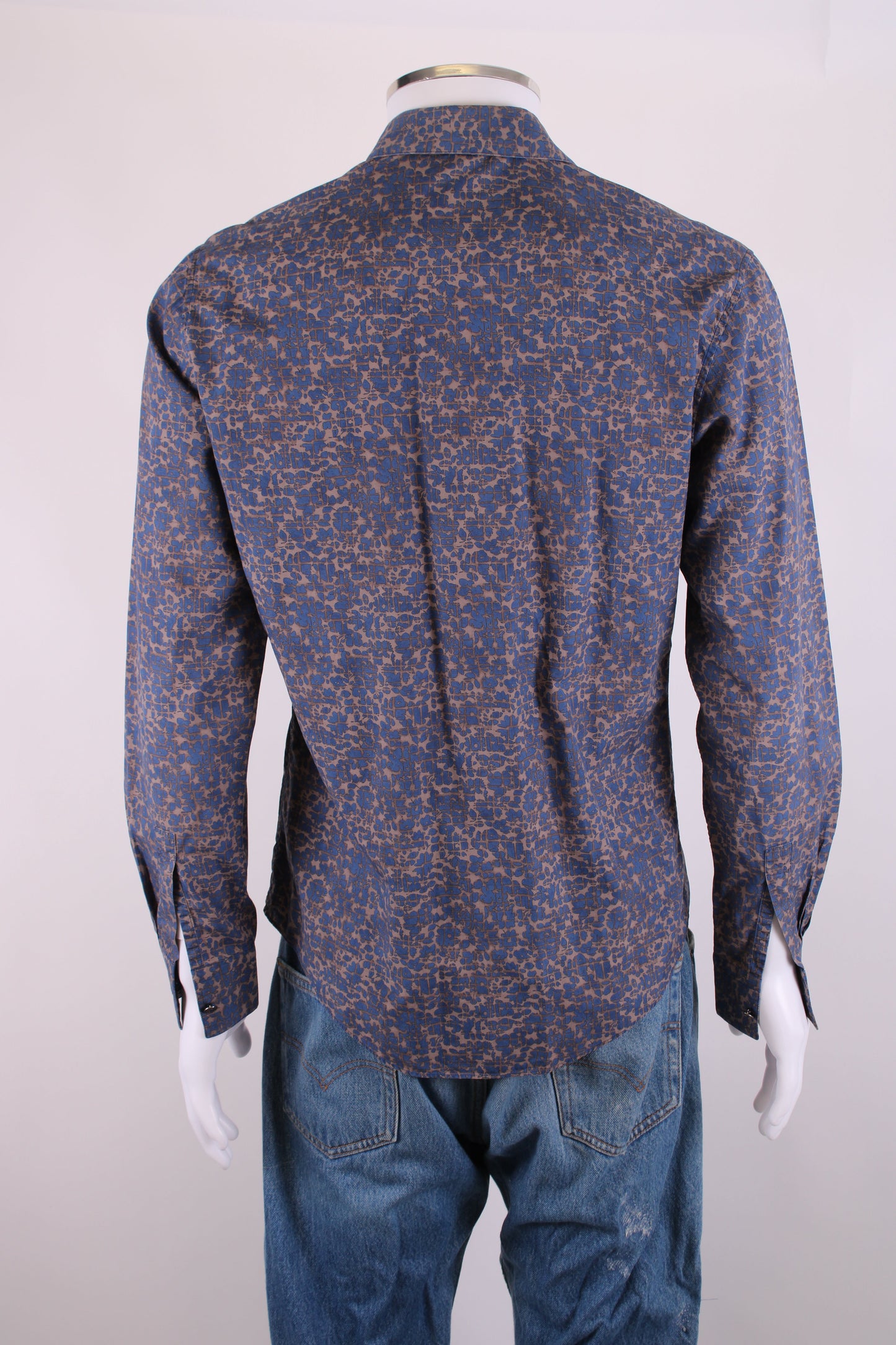 Hermes L/S Print Shirt Blue/ Grey 15.5/ 39 | Medium, Multicoloured