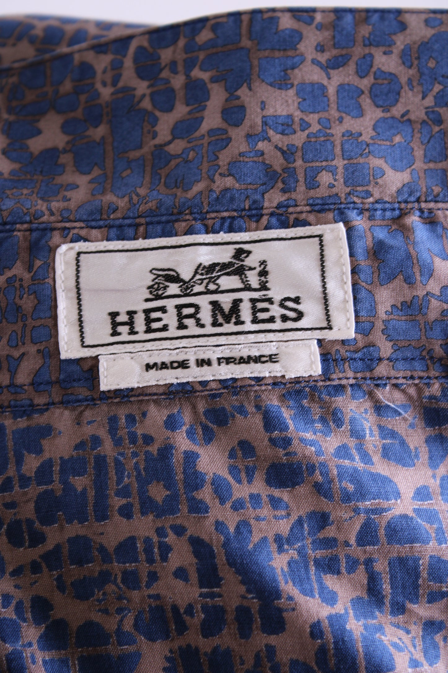 Hermes L/S Print Shirt Blue/ Grey 15.5/ 39 | Medium, Multicoloured