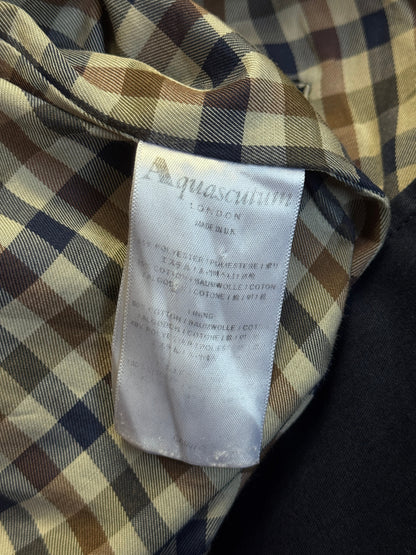 Aquascutum London Navy Gingham Lined Trench Coat