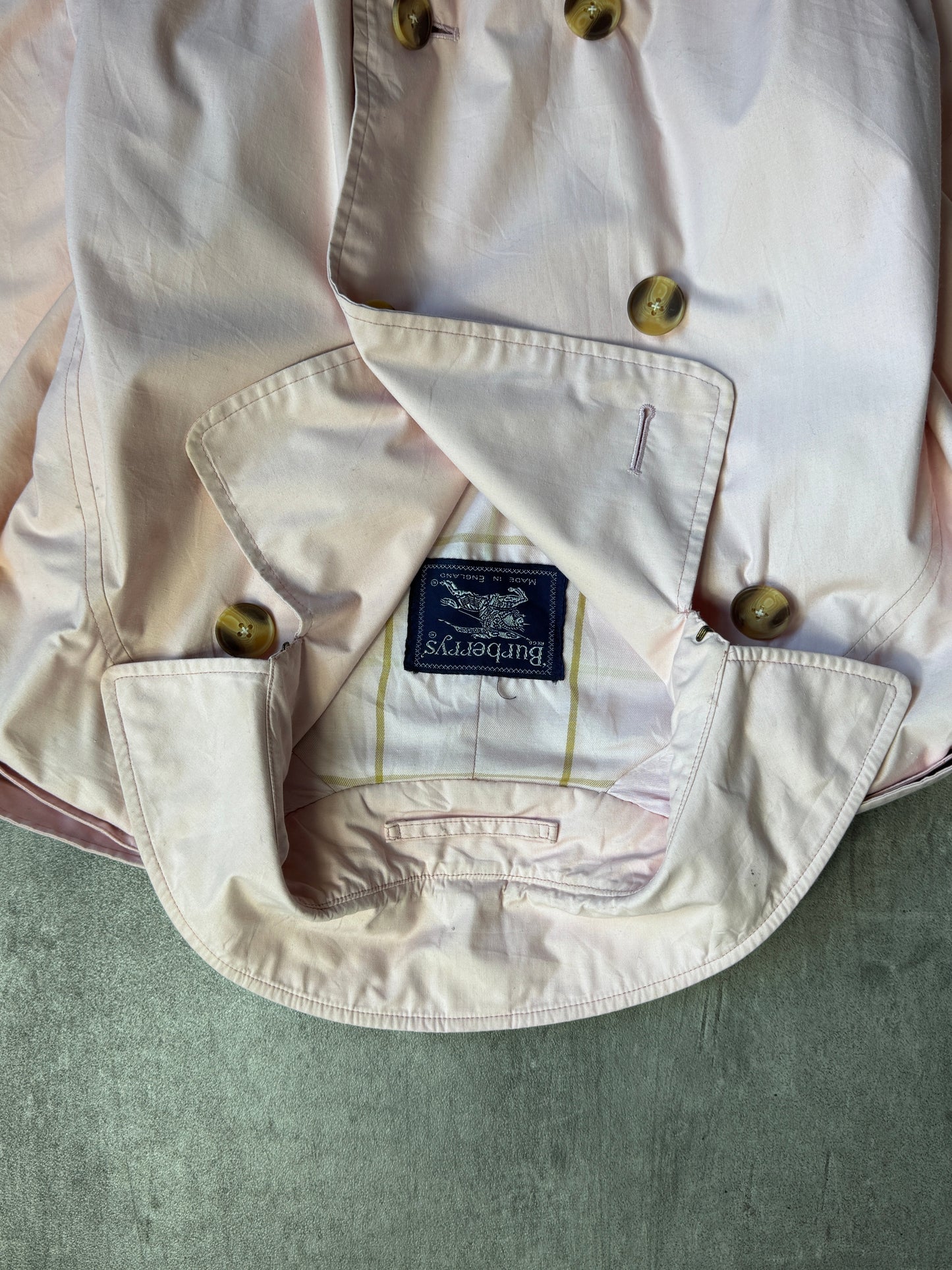 Burberry Baby Pink Belted Half Lined Trench Coat