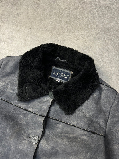 Armani Jeans Faux Suede Fur Lined Mid-Length Afghan Jacket