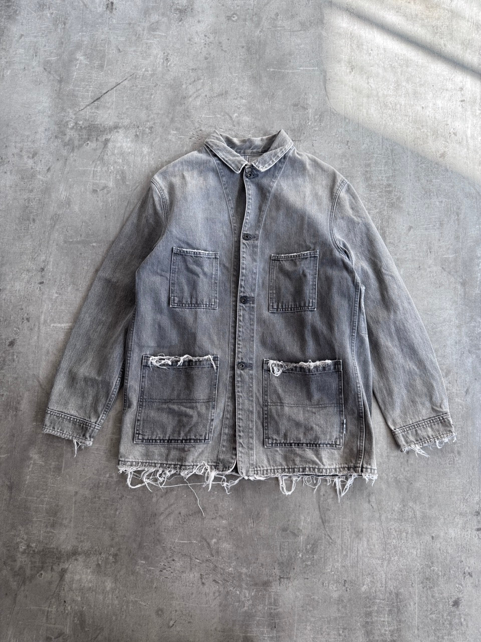 Neighbourhood Grey Distressed Denim Jacket