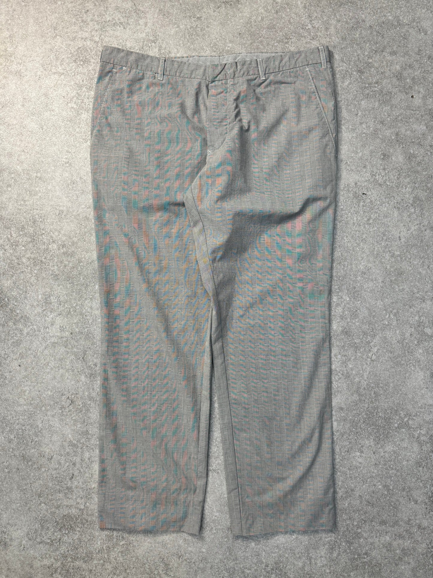 S/S2008 C.P. Company Hounstooth Pattern Straight Leg Tailored Trousers | W34, Red