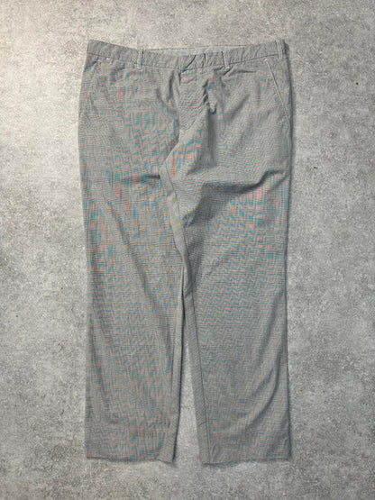 S/S2008 C.P. Company Hounstooth Pattern Straight Leg Tailored Trousers | W34, Red