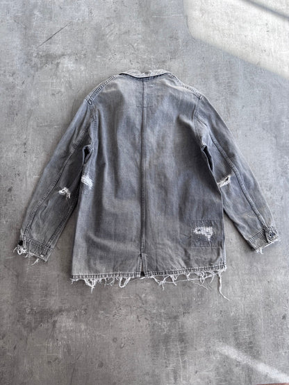 Neighbourhood Grey Distressed Denim Jacket