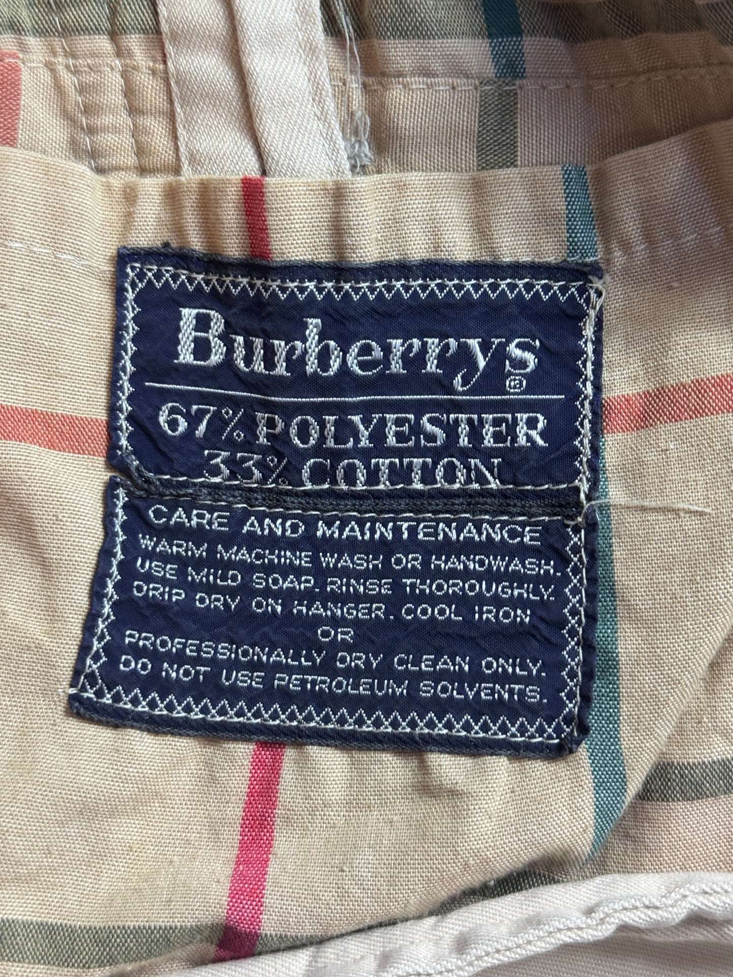 Vintage 80s Burberry Hantak Cream Tattershall Check Lined Single Breasted Trench Coat