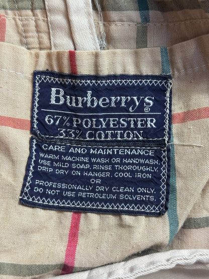 Vintage 80s Burberry Hantak Cream Tattershall Check Lined Single Breasted Trench Coat