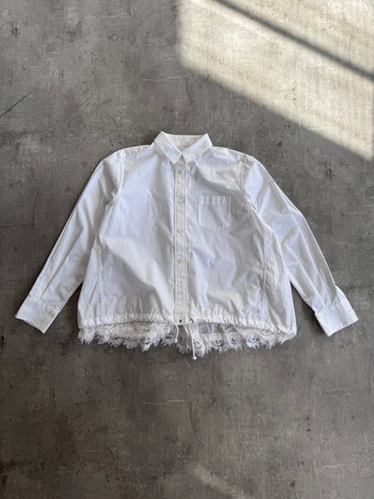 Sacai Lace Detail Drawstring White Shirt