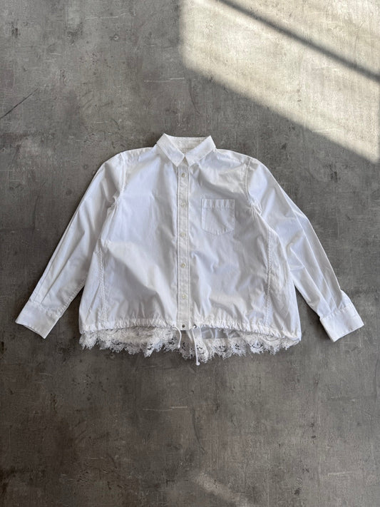 Sacai Lace Detail Drawstring White Shirt
