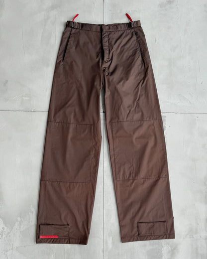 PRADA SPORT 'BELLA HADID' WIDE LEG STRAP TROUSERS - M | Medium, Brown
